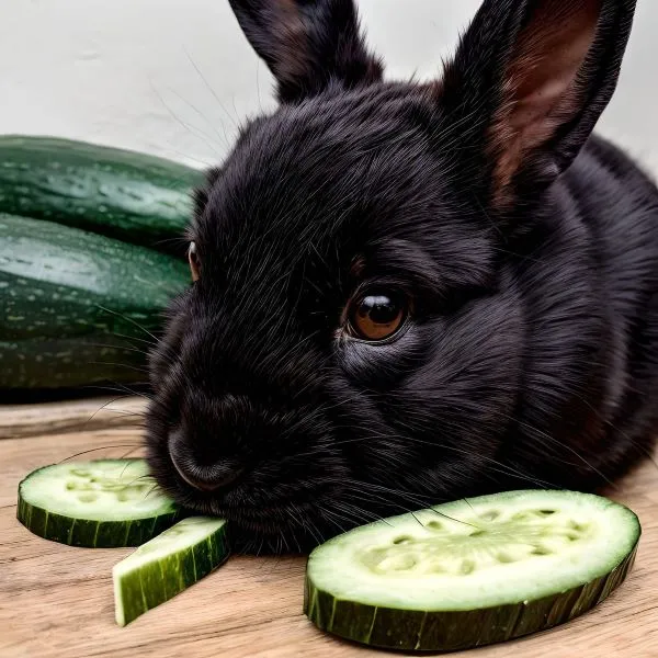 rabbit is eating cucumber